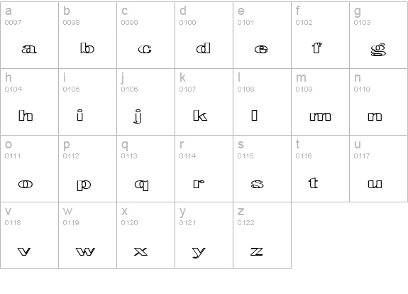 Effluence Outlined lowercase a-z preview