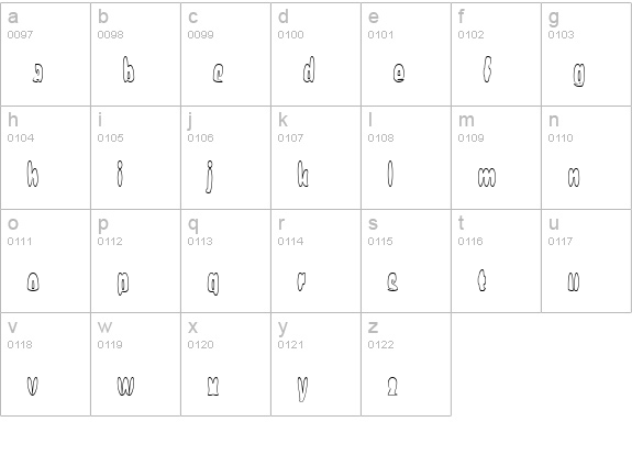 Eggit Outline AOE lowercase a-z preview
