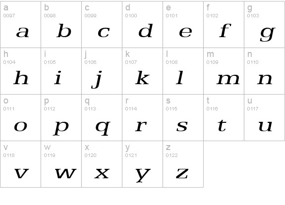Eggo Extended Italic lowercase a-z preview