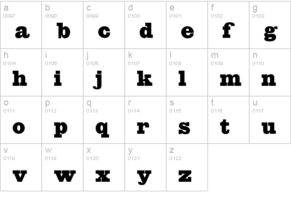 EgizianoClassic-BlackOL lowercase a-z preview