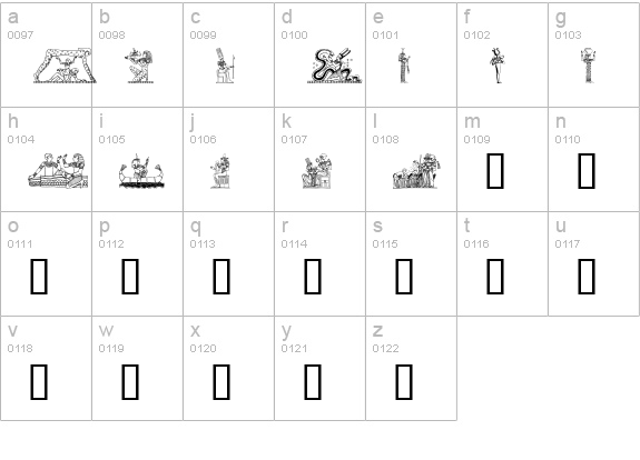 Egypt lowercase a-z preview