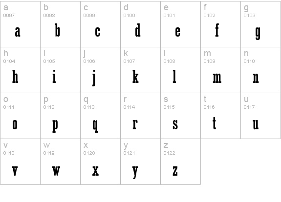 EgyptienneEF-MediumCond lowercase a-z preview