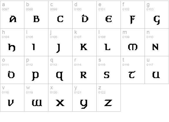 Eire Bold lowercase a-z preview