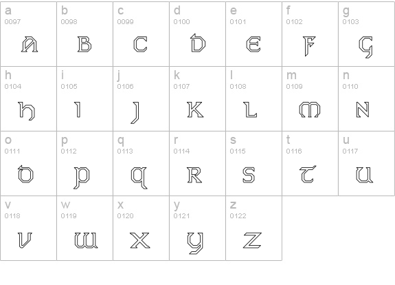 Eire Ho lowercase a-z preview
