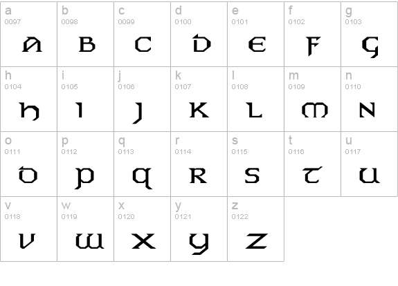 Eire Wd lowercase a-z preview