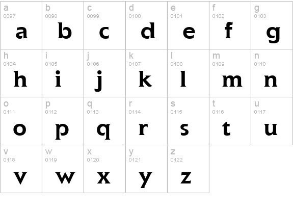 Elan Bold lowercase a-z preview