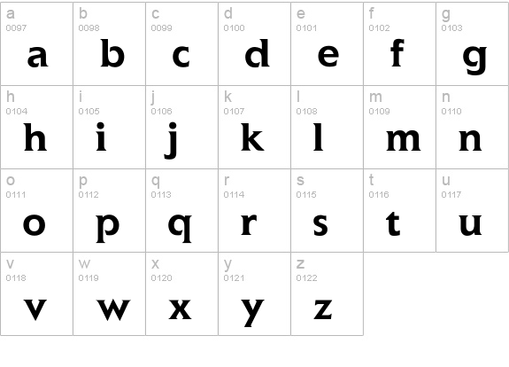 ElanBold lowercase a-z preview