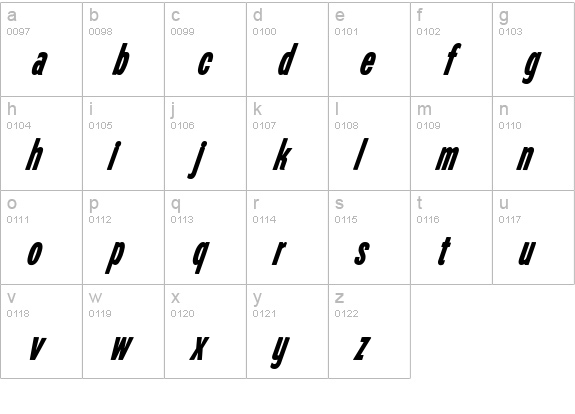 Electro Gothic HPLHS lowercase a-z preview
