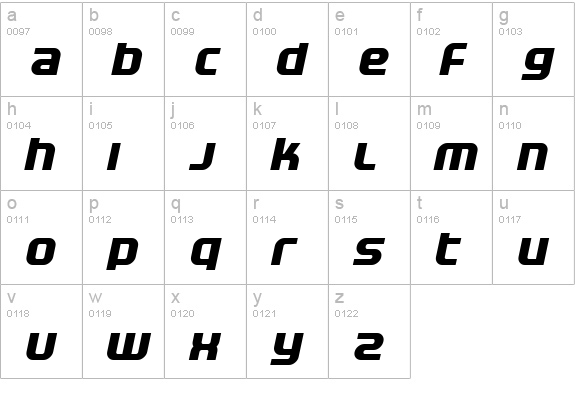 Electrofied BoldItalic lowercase a-z preview