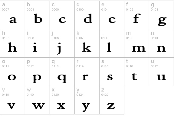 Elephant Extended Bold lowercase a-z preview