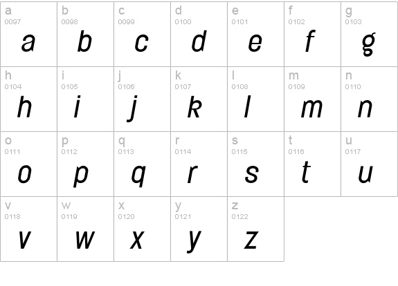 Elephant-LightOblique lowercase a-z preview