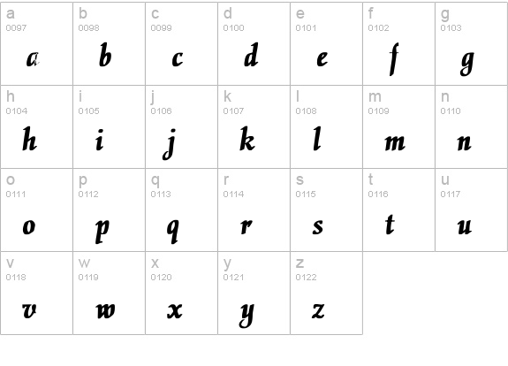 ElGar Bold lowercase a-z preview