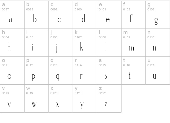 ElisiaCondensed lowercase a-z preview
