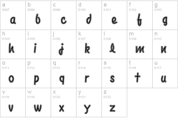 ElliottsVenusDioxideOutlined lowercase a-z preview