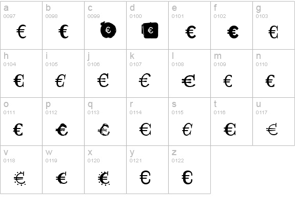 EmigreEuro lowercase a-z preview