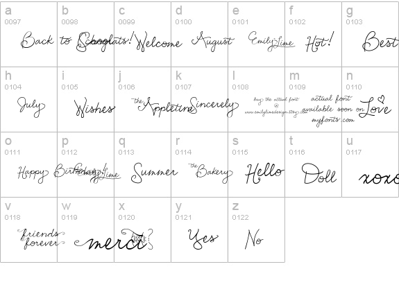 Emily Lime Words lowercase a-z preview