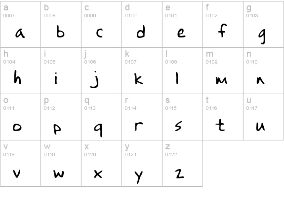 EmilysHand Regular lowercase a-z preview