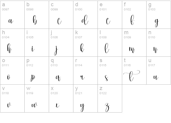Enchanting lowercase a-z preview