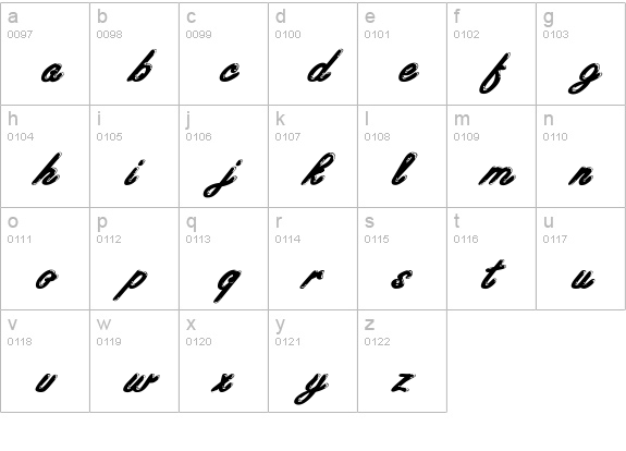 Encino Wide Italic lowercase a-z preview