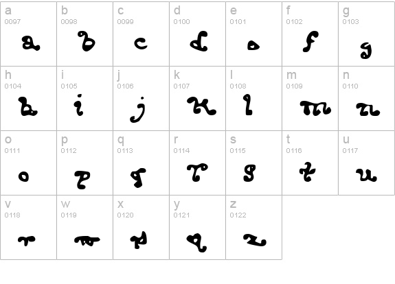 Endcurled lowercase a-z preview