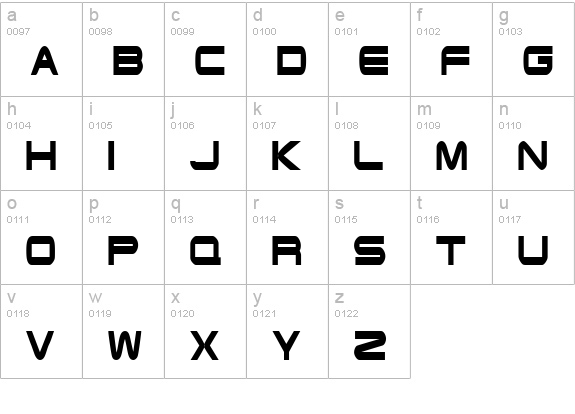 EndzoneCondensed lowercase a-z preview