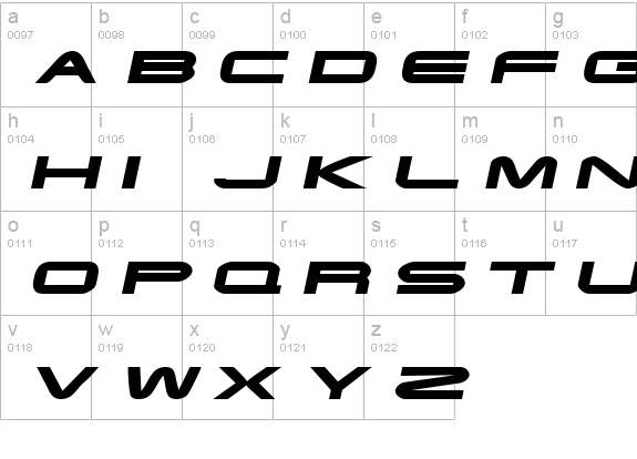 EndzoneExtended Oblique lowercase a-z preview