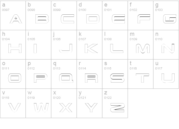 EndzoneOutline lowercase a-z preview