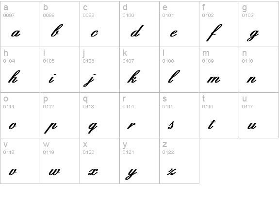 English Bold lowercase a-z preview