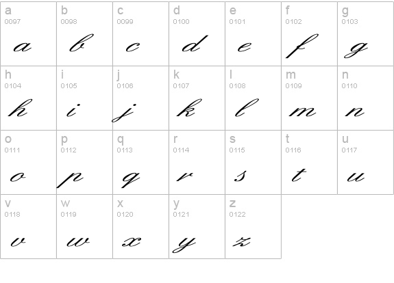 English Ex lowercase a-z preview