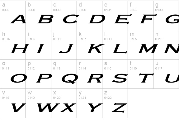Engraver-Light Ex Bold Italic lowercase a-z preview