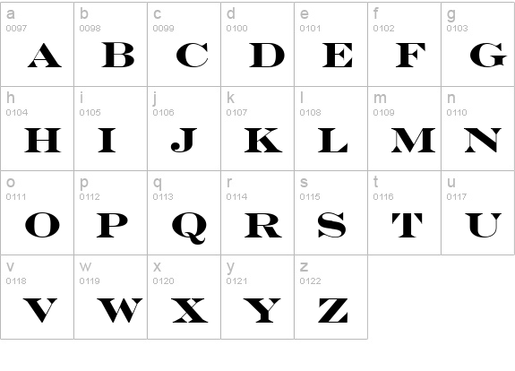 Engravers Bold lowercase a-z preview