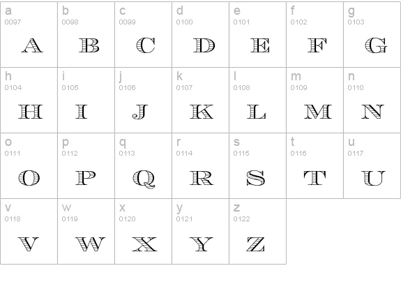 Engravers-Shaded lowercase a-z preview