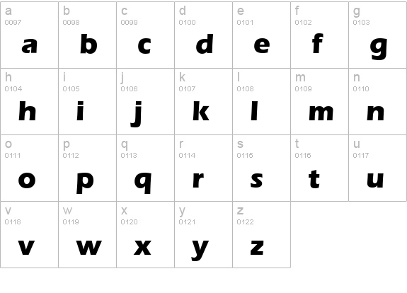 Ennis-Bold lowercase a-z preview