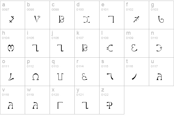 Enochian Regular lowercase a-z preview