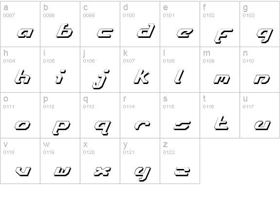 Ensign Flandry Shadow Italic lowercase a-z preview