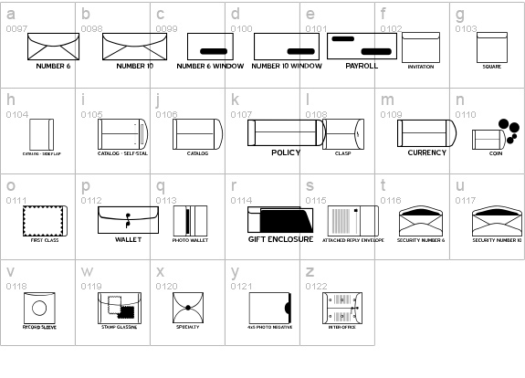Envelopes JL lowercase a-z preview