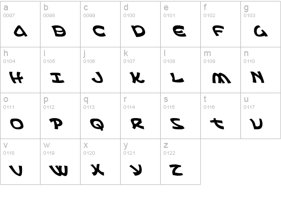 Ephesian Leftalic lowercase a-z preview