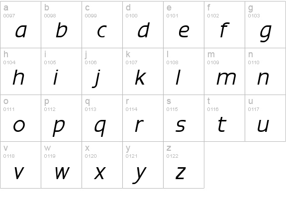 Epsy Sans Italic lowercase a-z preview