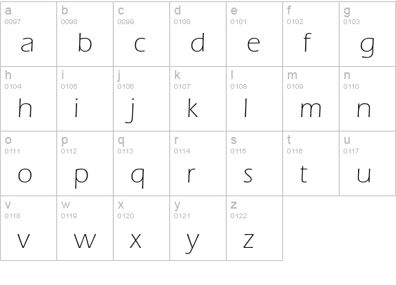 ErasEF-Light lowercase a-z preview