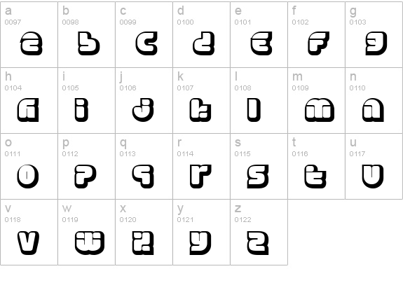 EraserFortyGuage lowercase a-z preview