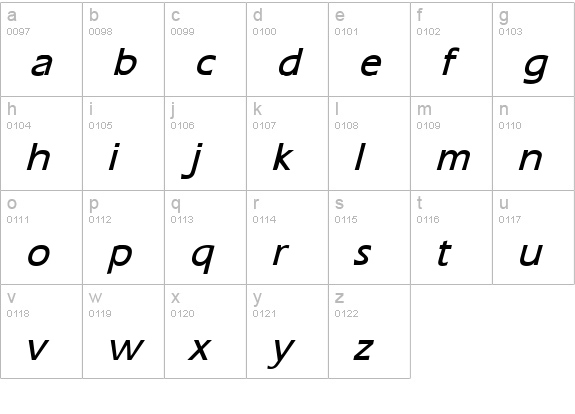 Eric Bold Italic lowercase a-z preview