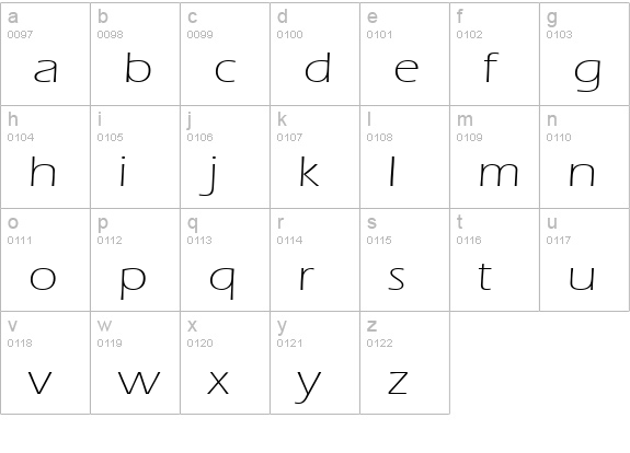Eric Lite Extended Normal lowercase a-z preview