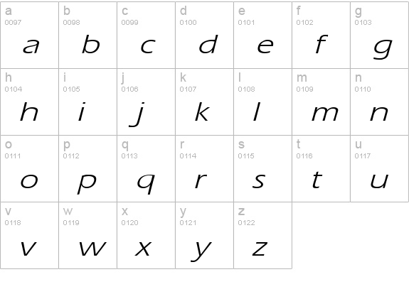 Eric Wide Italic lowercase a-z preview