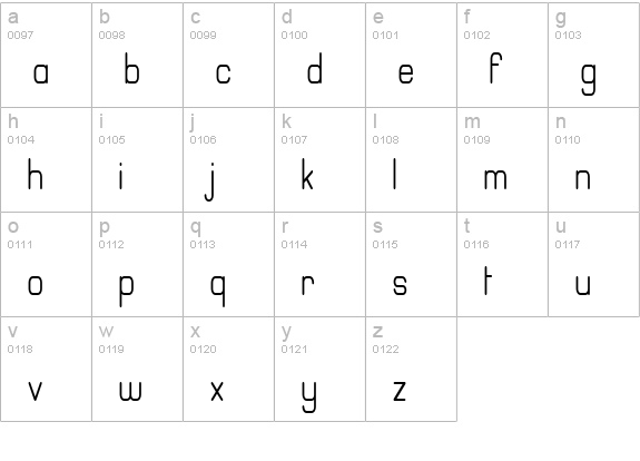 Erinal Narrow lowercase a-z preview