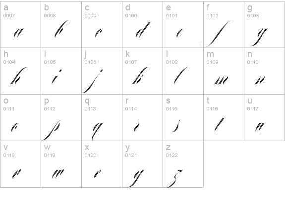 Erotica Inline Pro lowercase a-z preview