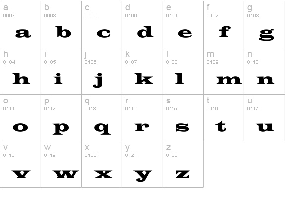 Espana Wide lowercase a-z preview