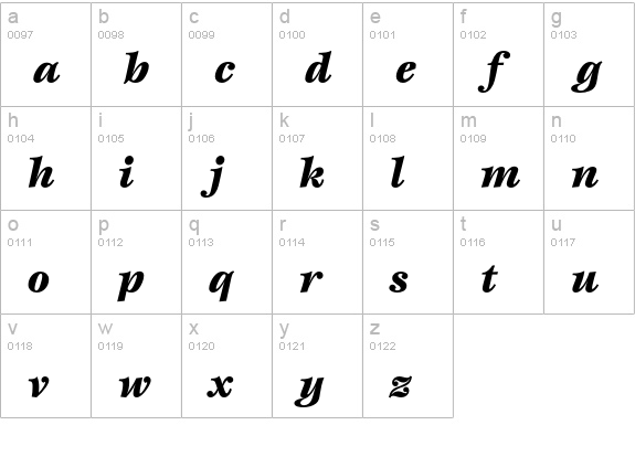 EspritEF-BlackItalic lowercase a-z preview