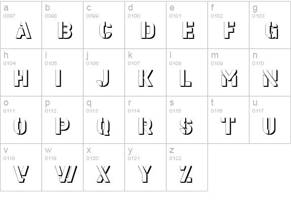 Estenceler Shadow lowercase a-z preview