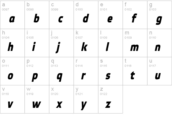 Etelka Narrow Medium Pro Bold Italic lowercase a-z preview
