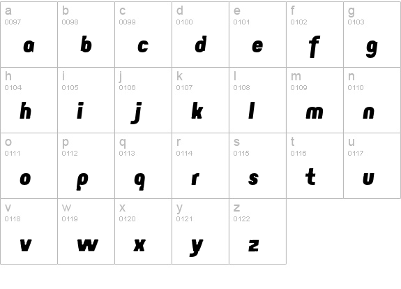 Eunuverse-ExtraBoldItalic lowercase a-z preview